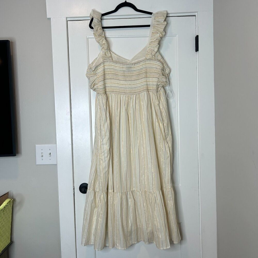 NEW Gap Ruched Tiered Striped Midi Dress Size XXL - Picture 4 of 11